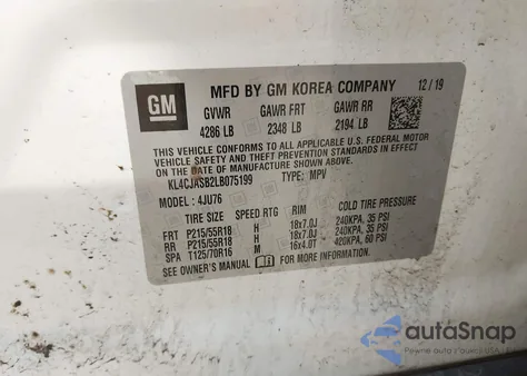 2020 Buick Encore Fwd Preferred из США, поврежденный, VIN KL4CJASB2LB075199